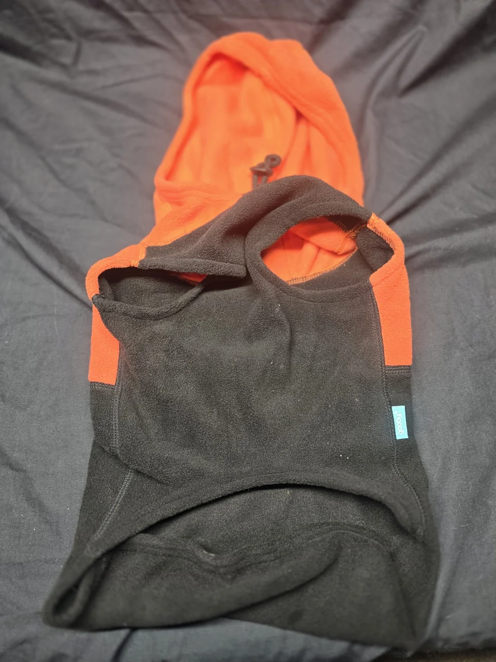 Gooby Fleece Vest Dog Hoodie Two Tone Black Orange XL